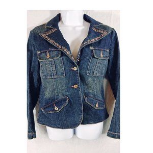 Jean Jacket Size M Pink Stitch and Stud